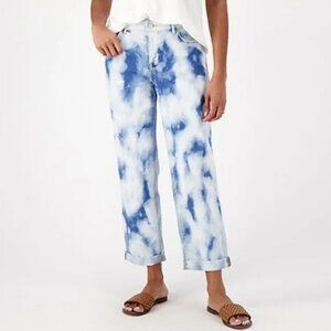 LOGO by Lori Goldstein Boyfriend Tie Dye Jeans Size 8 NEW Beach Summer Vacation